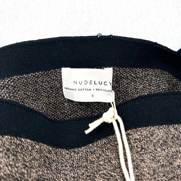 NUDE LUCY ACTIVE Knit Crop Top Womens Small Granite Black Shirt Workout NWT - Picture 10 of 16